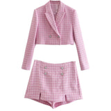 Fongt And Summer Women's New Thousand Bird Texture Casual Short Suit Short Suit Suit Suit Suit Suit Suit Suit Set