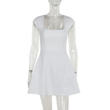 Square Neck Short Sleeve Fitted Mini Dress-Outfit