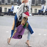 2023 Winter Women's Windbreaker Long Sleeve Long Button Lapel Coat Woolen Coat Casual Plaid Letter Printing Commuting Warmth-Outfit