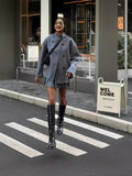 Vintage Brown Woolen Double Breasted Coat Women's V-Neck Thickened Warm Coat-Outfit