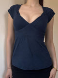 Fongt Cloth Forget Pure Style Fashion Spliced Chest-Type Short-Sleeved T-Shirt Hottie Back Strap Strap Bow On The Basis Of The Bow