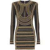 Fongt 2025 New Star Fashion Heavy Industry Received Long Sleeve Dress