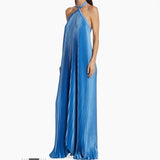 Fongt Women's Clothing Hanging Neck-Deck Sexy Dress Holiday Sleeveless Fashion 100 Folded Women 8080