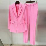 STREET Newest 2022 Fashion Designer Runway Suit Set Women Single Button Slim Fit Blazer Pencil Pants Suit