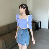 Style With Fashion Bubble In Short Sleeves Of Short Summer Collarbone Repair On The Bottom