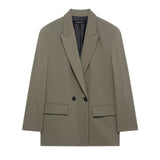 Fongt Spring And Autumn New Women's Fashion Loose Double Buckle Small Suit Coat Top D62075