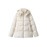 2024 Autumn And Winter New Jiangnan Female Simple Loose Hooded Down Jacket 90 White Duck Down Warm Bread Clothing Coat Tide-Outfit