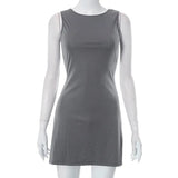Grey Tank Mini Dress-Outfit