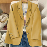 Fongt Jacket Female Spring New Korean Version Classic Two Buckle Temperament Lemon Color Loose Casual Web Celebrity Small Suit-Outfit