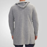 Fongt Men's Autumn And Winter New Hooded Knitted Shirt Medium Long Bag Open Shirt Sweater Jacket