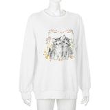 Print Cute White Oversized Sweatshirt Autumn Cute Long Sleeve Sweat Shirt Loose Pullover Ladies Streetwear hoody clothes