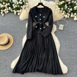 Fongt Luxury Famous 媛风 High-End Dress Women Winter Square To Receive Waist Thin Design Niche Temperament Dress