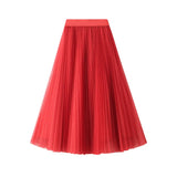 Fongt Fairy Atmosphere Swing Net Yarn Half-Dress Woman 2025 Spring Thin And Flowing Medium Long Folded Dress D9802