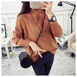 Winter Women Sweater Korean Mock Neck Warm Knitted Pullover Long Sleeve White Classic Bottoming Knitwear Tops 2023