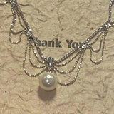 Pearl and Rhinestone Pendant Necklace-Outfit