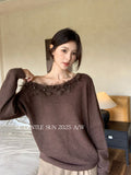 Fongt Xixi 2025 New White Label Loose Long-Sleeved Flower Knitted Sweater Female 25052