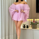 Fongt Summer New Women's Clothing Out-Shoulder Commut Fashion Leisure Shorts Pressure Folding Set