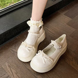 Fongt Small Fragrant Pine Cake Mary Jane Single Shoes Women 2025 Spring And Summer New Thick Sole With Skirt Pearl Jk Small Leather Shoes