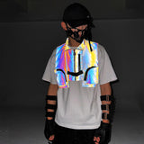 Autumn And Winter Function Dazzle Color Reflective Overalls Vest Vest Stereo Pocket Versatile Short Coat Men's Clothing-Outfit