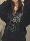 Goth Graphic Oversized Hoodie-Outfit