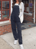 Washed Straight Leg Denim Overall-Outfit