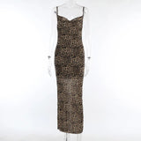 Summer Style New Style Bare-Back Dress Hot Girl Sexy Slim Leopard Print Sling Dress Woman-Outfit