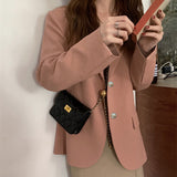 Fongt New Korean Version Of Autumn And Winter Small Pink Suit Jacket Female Thick Small Suit Suit British Wind Top-Outfit