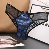 Fongt Lace Opening Hollow Pants To Seduce Low-Rise Trousers Transparent Color Mesh T-Pants