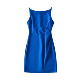 Spring New Style Spice Girl Style Shoulder Pleated Solid Color Dress Sexy Suspender Hip Skirt Woman-Outfit