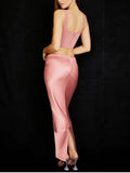 Satin Long Midi Skirt-Outfit