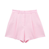 New Spring Style High Waist Shows Thin Pleated Casual Shorts 1478030-Outfit