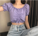 Sense Of Small Short Knitting Top Women Summer New Solid Color Bivette Slim Short Sleeve