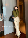 Fongt Xixi 13 Line 2025 Autumn White Standard Korean Version Of The Denim High-Waisted Straight-Legged Trousers 5038