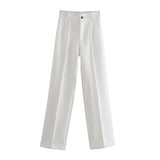 Pants Women Casual Chic Straight Pants Elegant Office Wear High Waist Pants Women Loose Pants Female Solid Pants