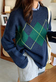 Vintage Argyle Pullover Sweater-Outfit