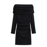 New Breast-Wiped Slim Long-Sleeved Mini Dress 5644856-Outfit