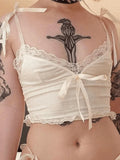 Lace Trim Tie Strap Crop Cami Top-Outfit