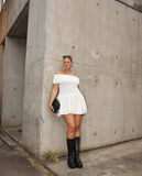 Off Shoulder Pleated Mini Dress-Outfit