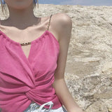 Fongt Beauty Back-Up Shoulder Female Summer Short-Colored Bum Sexy Umbilly Wear Wrapped Chest Chic Sling Vest