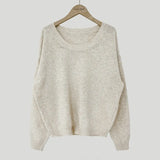 Dark Academia Solid Color Round Neck Sweater-Outfit