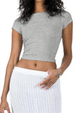 Women Short Sleeve T-Shirts Exposed Navel Top Summer Solid Slim Fit Pullovers Female Streetwear Casual Base Tees 2023-Outfit
