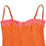 Orange Mesh Lace Patchwork Cami Maxi Dress-Outfit
