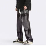 Tie-Dyed Loose Straight Trousers Trendy Trousers Simple Straight Men's Jeans In Spring And Autumn-Outfit