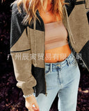 The Ins Fall Ladies Hooded Jacket · Niche Make Old Cotton Hoodie Waffg Patchwork Loose Coat-Outfit