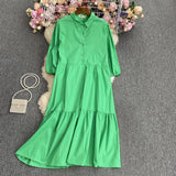 Make-Up Medium-Sleeved Dress-Outfit