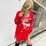 Deer Knitted Long Sleeve Round Neck Casual Winter Autumn Pullover Clothes Ladies Fashion Sweater Women