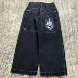 Year's Hot Classic Retro Y2K Loose Letter Jeans High Street Leisure Punk Style Is Wide.-Outfit