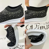 Crystal Breathable Mesh Sneaker Shoes for Women Comfortable Soft Bottom Flats Plus Size 43 Non Slip Casual Shoes Woman-Outfit