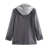 New Style Hooded Splicing Fashionable Suit Jacket 9287557-Outfit