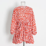French Vintage Holiday Dress 2025 Summer New Fashion Design Smashed Flower With Long Sleeve Short